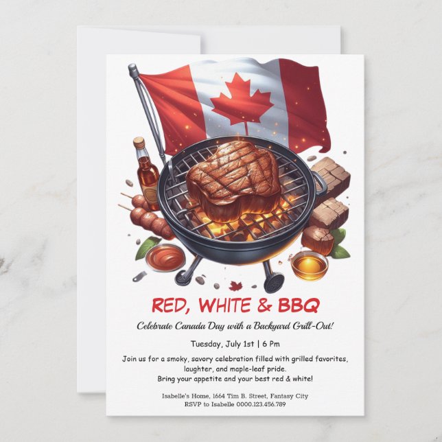 Invitation Fête de BBQ dans la cour | Fête du Canada (Devant)