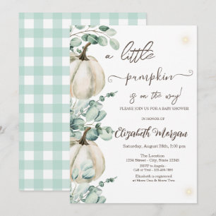 Invitation Fête de bébé à la citrouille blanche et au feuilla