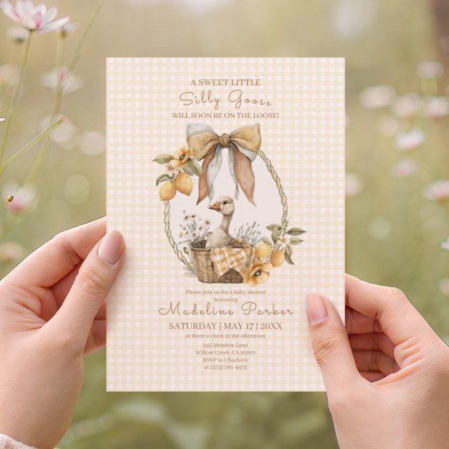 Invitation Fête de bébé à l'aquarelle citron Silly Goose (Créateur téléchargé)