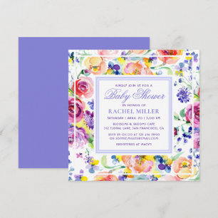 Invitation Fête de Bébé à l'Aquarelle Colorée de Printemps