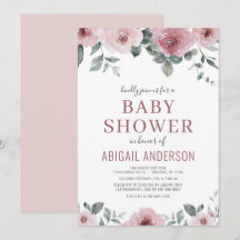 Fête de Bébé à l'aquarelle Rose Poussiéreuse