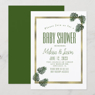 Invitation Fête de bébé à thème botanique tropical aquarelle