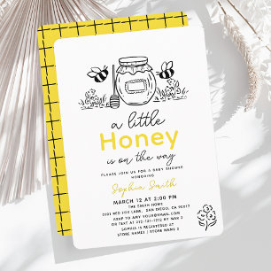 Invitation Fête de bébé abeille dessinée à la main Little Hon