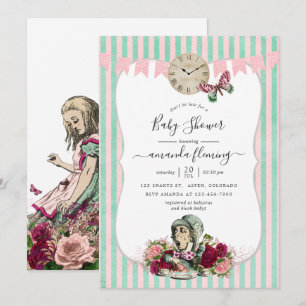 Invitation Fête de bébé Alice au pays des merveilles