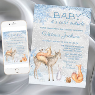 Invitation Fête de Bébé Animal de la Forêt il Fait Froid Deho