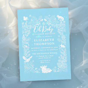 Invitation Fête de Bébé Animaux de la Forêt en Hiver Il Fait 