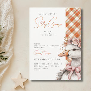 Invitation Fête de Bébé Arc-en-ciel à Carreaux Orange avec Ru