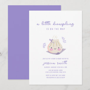 Invitation Fête de bébé Arc-en-ciel Kawaii Bow Dumpling Fille