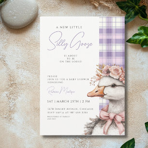 Invitation Fête de Bébé Arc-en-ciel Ruban à fleurs en Gingham