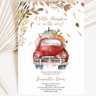 Invitation Fête de Bébé au Camion de Citrouilles Rouges