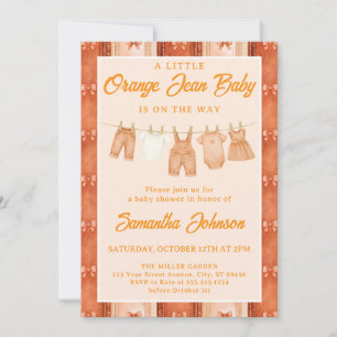 Invitation Fête de bébé au jean orange