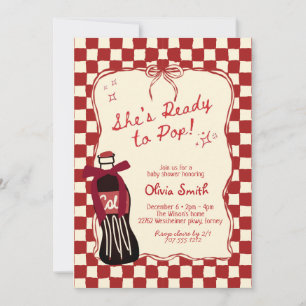 Invitation Fête de Bébé au Soda Rouge Elle est Prête à Arrive