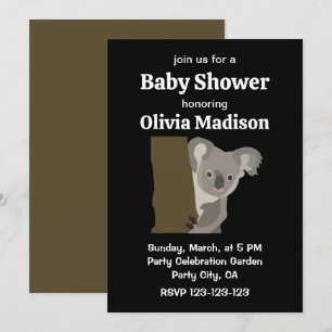 Invitation Fête de bébé au thème de koala neutre