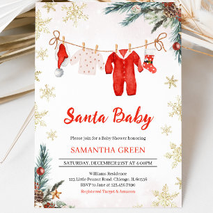 Invitation Fête de bébé au thème de Santa Bébé sans genre Fêt