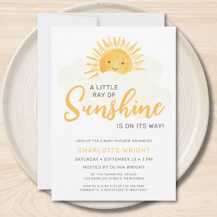 Invitation Fête de bébé au thème soleil genre neutre