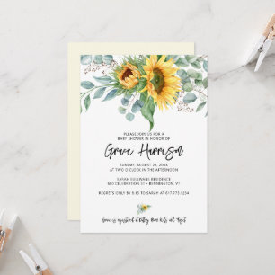 Invitation Fête de bébé au tournesol rustique et verdure d'eu