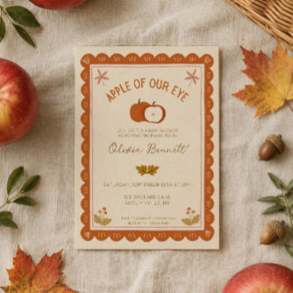 Invitation Fête de bébé automnale Pomme de nos yeux