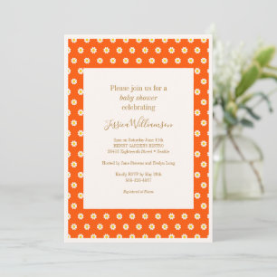 Invitation Fête de bébé aux fleurs de marguerite orange vinta