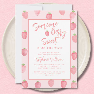 Invitation Fête de Bébé aux Fraises Sucrées