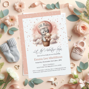 Invitation Fête de bébé aventure Oh Bébé Ballon Chat Kitten