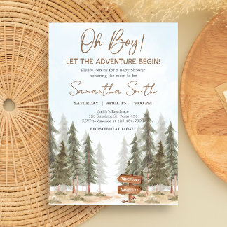 Invitation Fête de bébé aventureuse en forêt