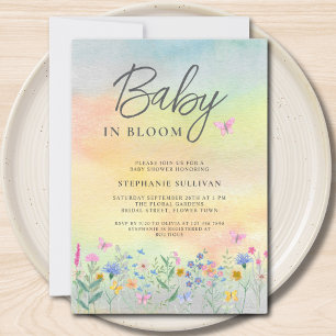 Invitation Fête de bébé Baby in Bloom Fleur Sauvage