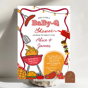 Invitation Fête de Bébé Backyard BabyQ Ruban Rouge