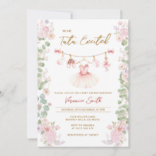 Invitation Fête de bébé Ballerine excitée Tutu floral rose