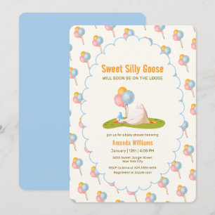 Invitation Fête de Bébé Ballon Coloré Silly Goose Préparé