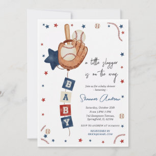 Invitation Fête de bébé baseball éditable Petit Rookie