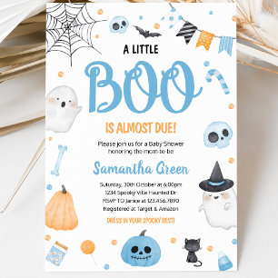 Invitation Fête de Bébé Blue A Little Boo