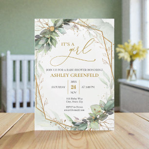 Invitation Fête de Bébé Bohème Feuillage d'Eucalyptus