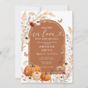 Invitation Fête de Bébé Bohème Fleur Sauvage Citrouille en Te
