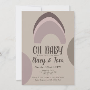 Invitation Fête de Bébé Bohème Formes Organiques Arc-en-Ciel