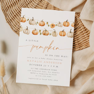 Invitation Fête de bébé Boho Little Pumpkin Clothesline Autom