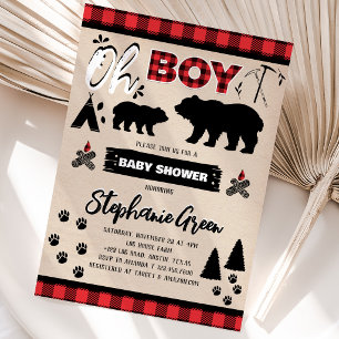 Invitation Fête de bébé bûcheron Oh Boy