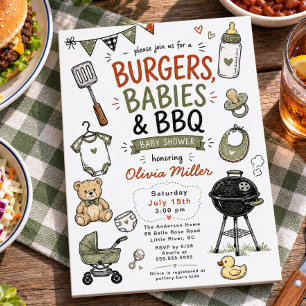 Invitation Fête de bébé Burgers, bébés & BBQ