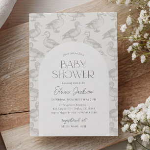 Invitation Fête de bébé canard colvert vintage