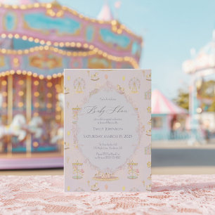 Invitation Fête de Bébé Carrousel du Parc d'Attractions Fanta