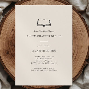 Invitation Fête de Bébé Club de Lecture Minimaliste et Neutre