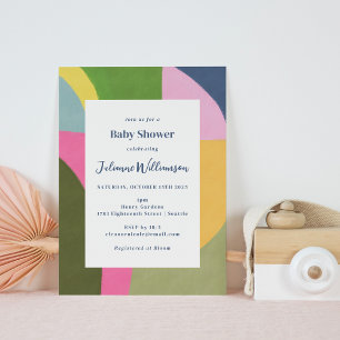 Invitation Fête de bébé colorée, moderne et abstraite