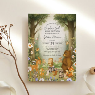 Invitation Fête de Bébé Conte de Fées Forêt Enchantée