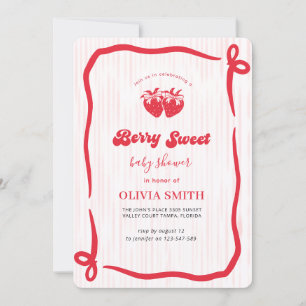 Invitation Fête de bébé Coquette Rose Sucrée aux Baies
