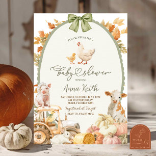Invitation Fête de Bébé Cottage Animaux de Ferme Automne