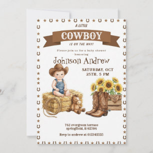 Invitation Fête de Bébé Cow-Boy Rodeo Far West