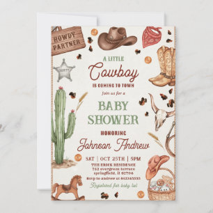 Invitation Fête de Bébé CowBoy Ranch Personnalisée