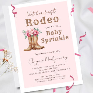 Invitation Fête de bébé Cowgirl occidentale à fleurs roses
