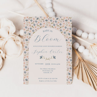 Invitation Fête de bébé dans un jardin de fleurs sauvages Bab