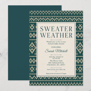 Invitation Fête de Bébé d'Automne 'Sweater Weather'