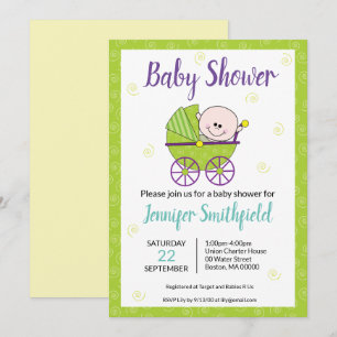 Invitation Fête de bébé de genre neutre Carrosse 
